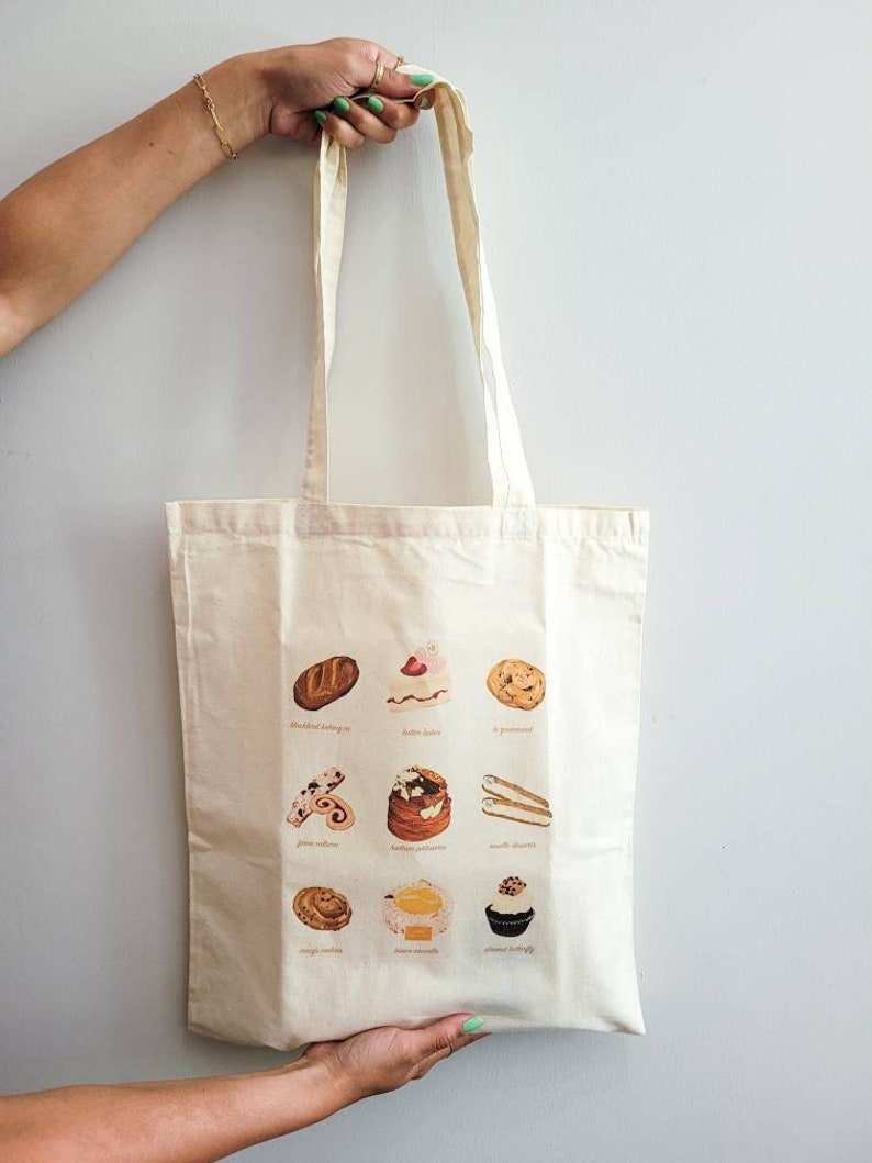 Tote Bag Sweet Treats Tote Bag, 15 x 16 Long Handle Tote Bag, lightweight canvas tote, market bag, canvas tote bag image 1