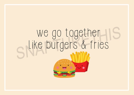 Perfect Couple Burger /& Chips Personalised Valentines Day Card Cute Funny