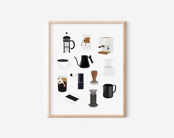 Coffee Equipment Print | Coffee Bar Print | Coffee Gear Print | Coffee Lover Print | Cafe Print | Coffee Shop Print | Coffee Bar Corner