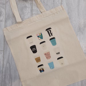 Tote Bag - Vancouver Coffee Shops Tote Bag, 15" x 16" Long Handle Tote Bag, lightweight canvas tote, market bag, canvas tote bag