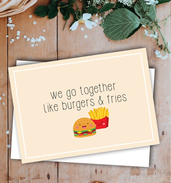Perfect Couple Burger /& Chips Personalised Valentines Day Card Cute Funny