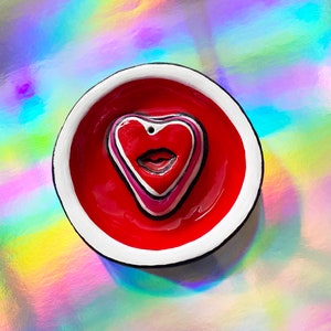 Heart & lips clay incense holder