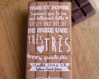 faire-part pacs/fête tablette chocolat