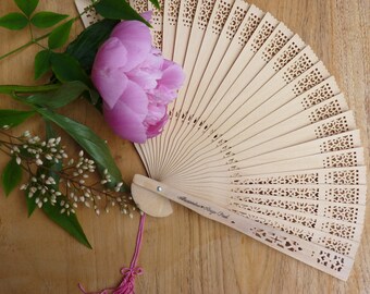 set of 24 personalized paper fans - Wedding guest gift