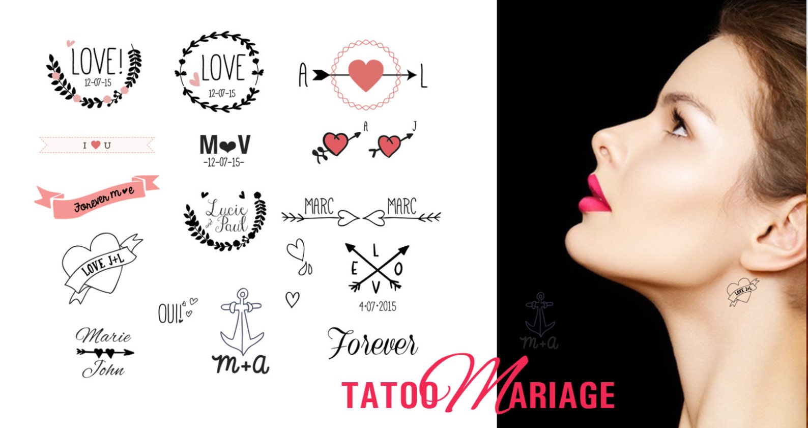 Temporary Tattoo Wedding Etsy