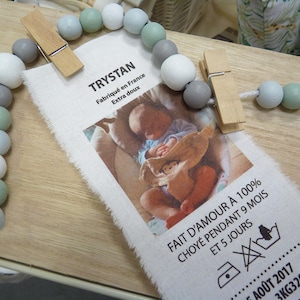 lot 10 announcement birth real fabric label
