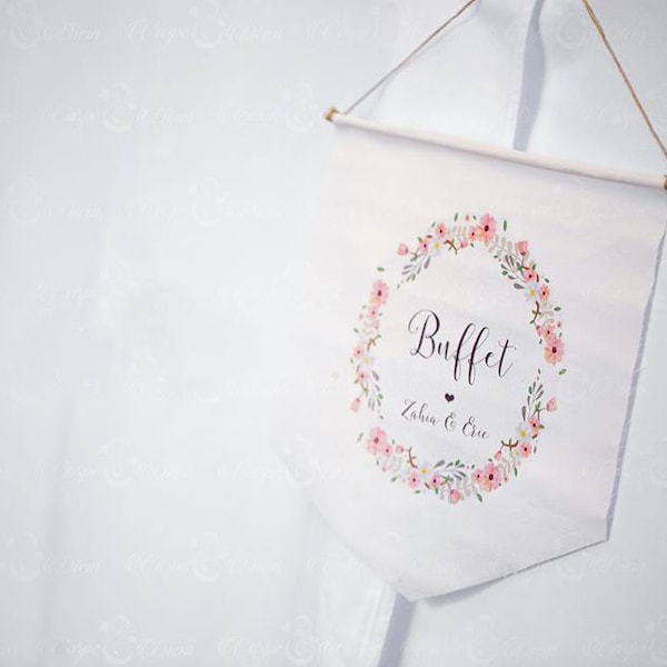 banner de "buffet" de boda personalizada