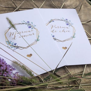 lot 2 cartes postales 'parrain et marraine"