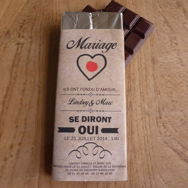 faire-part mariage tablette chocolat