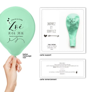 100 faire-part ballons personnalisés + carte + remerciement