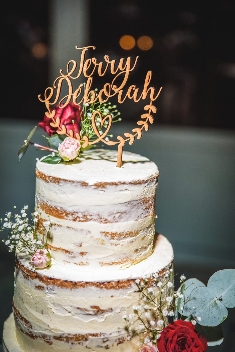 Mr & Mrs Cake Topper En Bois Pour Gâteau De Mariage