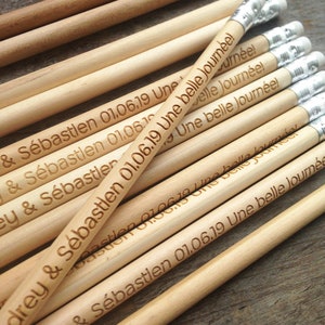 lot 30 engraved and custom wood pencils image 1