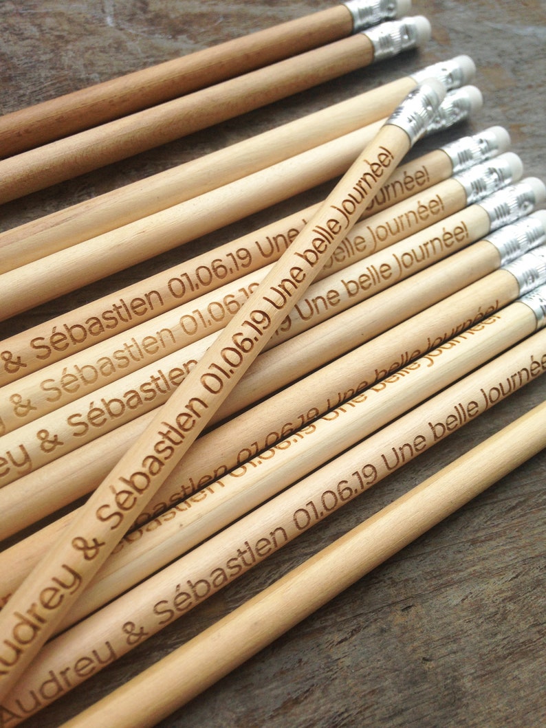 lot 30 engraved and custom wood pencils image 1