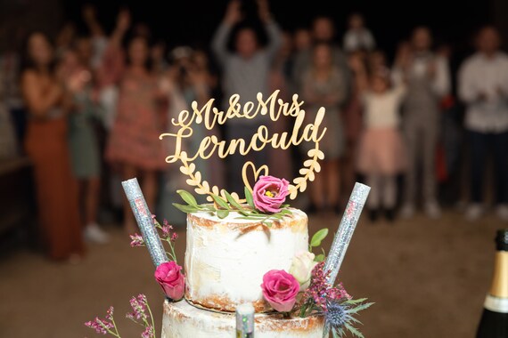 Cake Topper Fleurs personnalisé Mariage - Une Jolie Fête