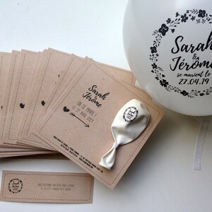 faire-part mariage ballon (100 cartes - 100 ballons - 1OO cartel repas)