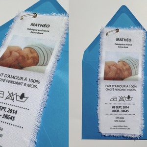 25 announcements birth real fabric label