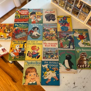 Vintage Choice Rand McNally Junior Elf Books; 1940s, &#39;50&#39;s, &#39;60&#39;s Kids Books; Titles: Little Raccoon, Mailman Mike, Big Helpers, More