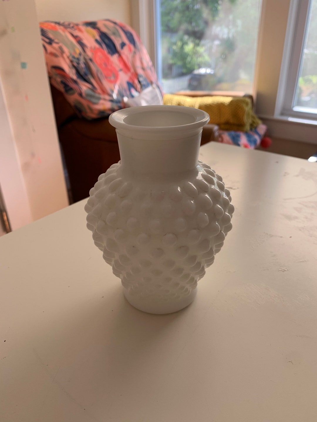 Fenton Vintage Hobnail White Milk Glass Vase Fenton Milk Glass Bubble