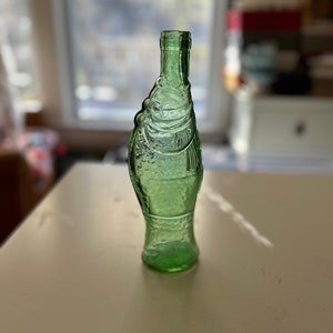 Vintage Fish Shaped Green Glass Bottle; Italian Wine Decanter; Chianti Wine Bottle; Nautical Fish Decor