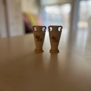 Vintage Miniature Porcelain Vases; Floral Design; Made in Occupied Japan; Set of Two, Pair