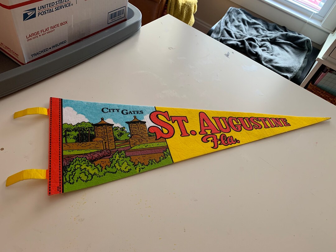 Vintage St. Augustine Fla. Pennant City Gates Souvenir Felt Pennant 1980's Keepsake Etsy