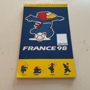 France 98 World Cup Footix Official Mascot Spiral Notepad; 1998