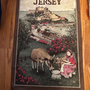 Vintage Channel Islands Jersey Tea Towel; Cotton Kitchen Towel; Decorative Kitchen Towel