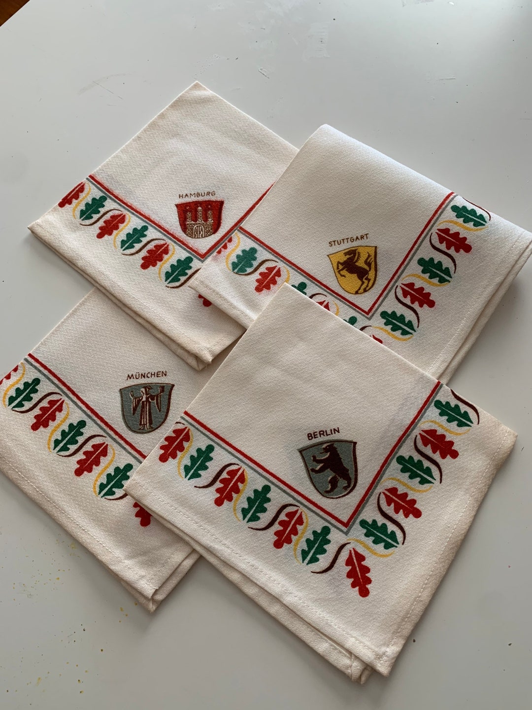 6 Vintage Napkins German Cities Coats of Arms Germany Town Etsy