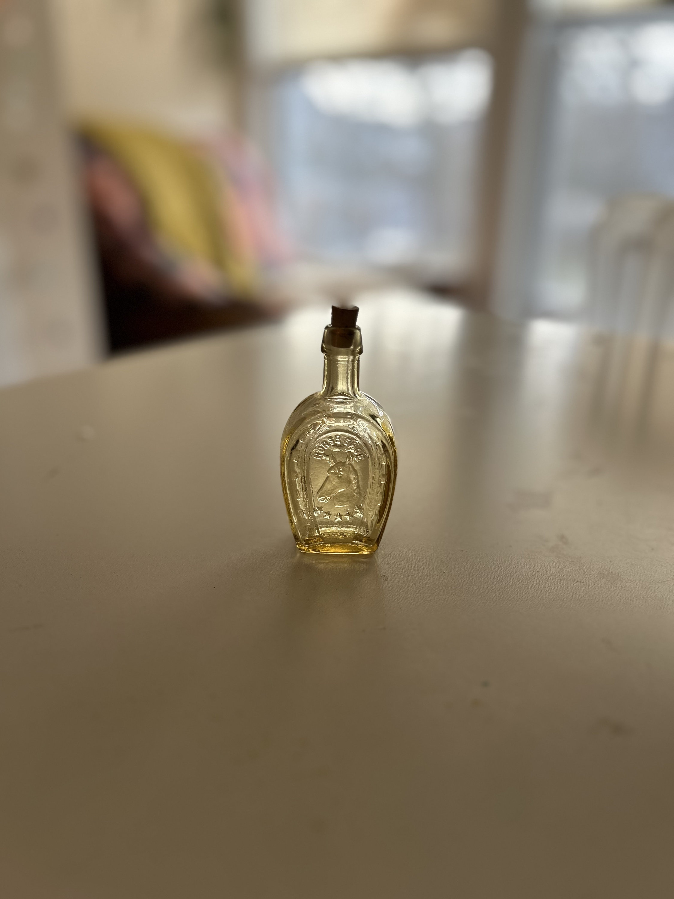 Vintage Horseshoe Mini Bitters/elixir Bottle With Cork 1970's Yellow