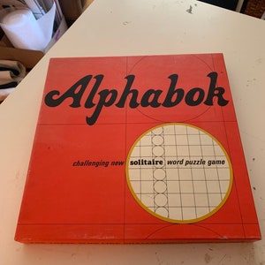 Vintage 1960&#39;s Boardgame Alphabok Solitaire Word Puzzle Game by Springbok; Square Board Game; Crossword Fans