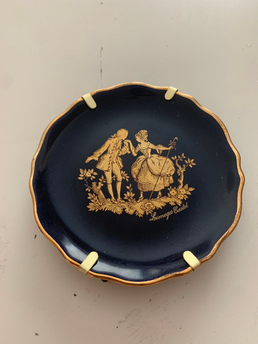 Vintage Limoges Castel France Mini Plate Gold and Cobalt With Etsy