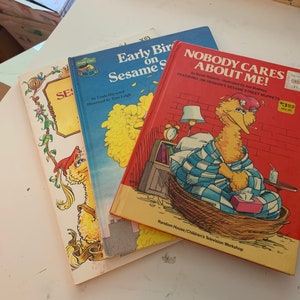 3 Vintage Sesame Street Books; ABC&#39;s; Big Bird; Kids Books; Nursery Rhymes; Fairy Tales; 1980&#39;s
