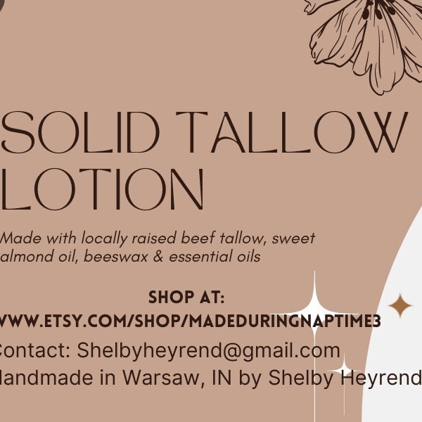 Solid tallow lotion stick