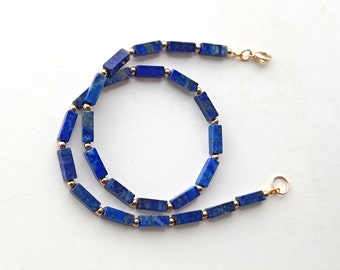 Lapis Lazuli and gold bead necklace