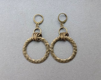 Bohemian brass hoop earrings
