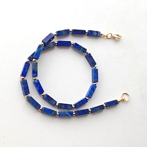 Lapis Lazuli and gold bead necklace