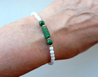 malachite and onyx thin simple bracelet