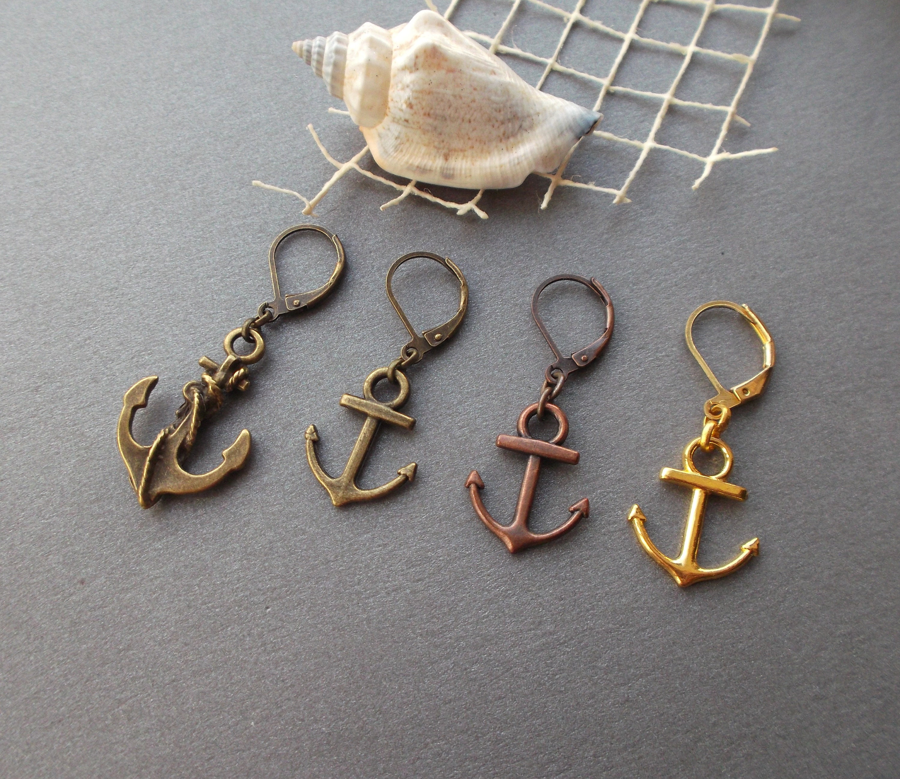 Men earrings Anchors. men earrings dangle. Single male Etsy