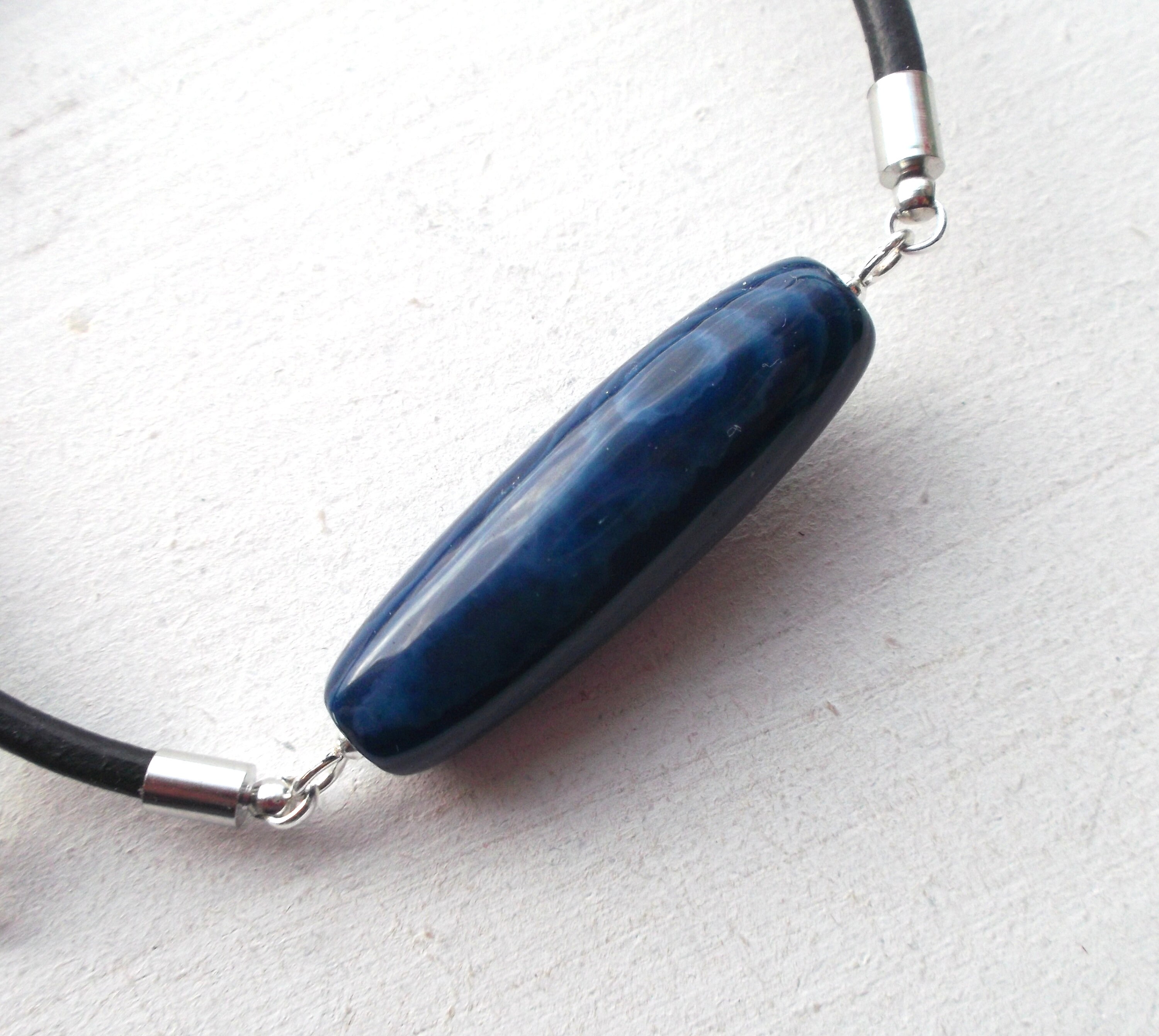 Natural Stone Leather Necklace, Natural Stone Choker Men