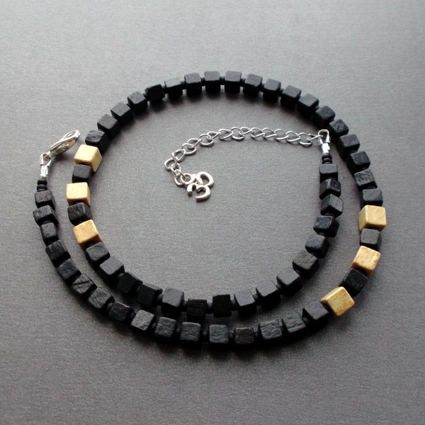 Wooden necklace for men for women. black wooden choker unisex. Mens necklace black. Men wooden gift Gift for him For Guys Gift For Dad.