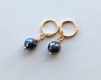 hematite small gold earrings