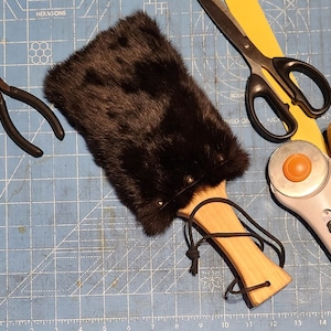 Mini Rabbit Fur and Suede Paddle