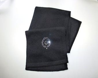 Zwarte SJAAL CASHMERE STRASS Pompadour Swarovski steentjes Luxe verjaardagscadeau voor dames Chique HERITAGECONCEPTparis kasjmier sjaal voor dames