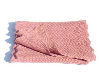 BUFANDA DE CASHMERE ROSA Melocotón, tejido artesanal, accesorio de lujo HERITAGECONCEPTPARIs, bufanda de cachemira para mujer, regalo de cumpleaños del Día de la Madre