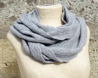 GREY CASHMERE SNOOD, cuello de cachemira gris, cachemira de franela gris, accesorio de cachemira Heritageconceptparis, snood gris para hombre, snood unisex