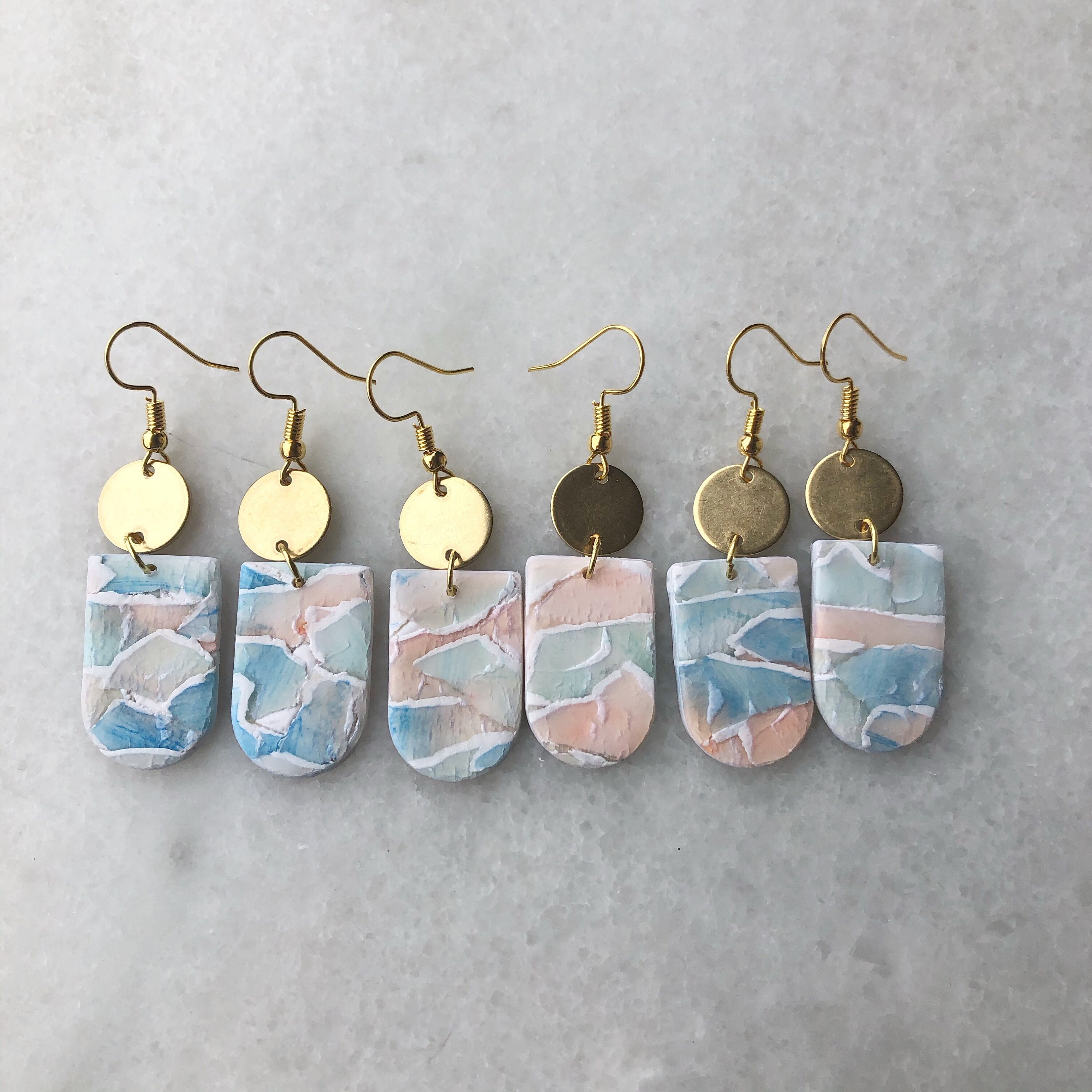 Brass and Clay Watercolor Earrings Coastal WatercolorPolymer Etsy