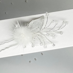 Accessoires de cheveux de mariage Épingle à cheveux faite à la main Blanc nacré scintillant, Fourche à cheveux de mariée Prix pour 1 épingle. image 1