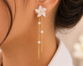 Sampaguita Set Bridal Earrings & Bracelet Pearl Jasmine Flower Wedding Jewelry