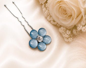Bride Wars 'Something Blue' Flower Hair Pin: Bridal Crystal Accessory