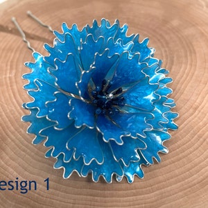 Blue Cornflower Handmade Hairpin: Rustic Chic Floral Accessory, country wedding, something blue, unique gift for her, price for one hairpin Design 1